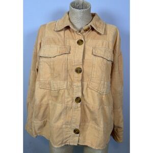 Ivy Jane‎ Jacket Womens Med Lg Orange Peach Shacket Corduroy Patchwork Artsy